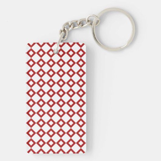 Weißes und rotes Diamantmuster Schlüsselanhänger (Rückseite)