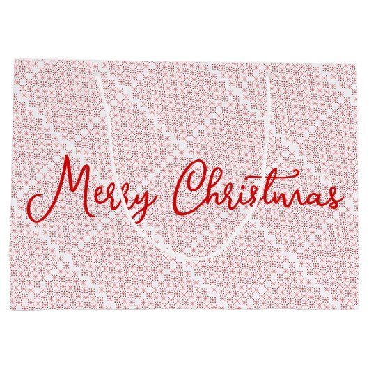 Weißes und rotes festes Muster Große Geschenktüte (Rückseite)