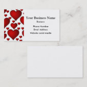 Weißes und rotes Herzmuster Visitenkarte (Vorne/Hinten)