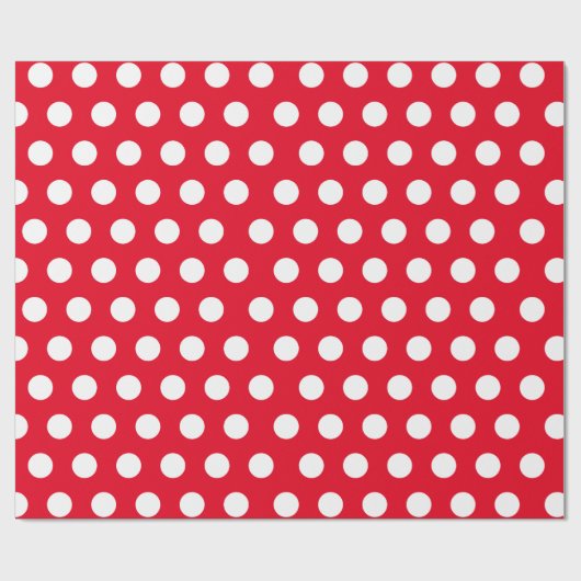 Weißes und rotes Medium Polka-Dot-Wrapping-Papier Geschenkpapier (Flach)