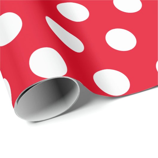 Weißes und rotes Medium Polka-Dot-Wrapping-Papier Geschenkpapier (Rolleneckpunkt)