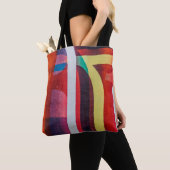 Weißes und rotes Textil Tasche (Von Nahem)