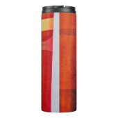 Weißes und rotes Textil Thermosbecher (Rückseite)