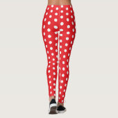 Weißes und rotes Tupfenmuster Leggings (Rückseite)