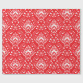 Weißes und rotes vintage-blumen-damaskusmuster geschenkpapier (Flach)