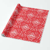 Weißes und rotes vintage-blumen-damaskusmuster geschenkpapier (Ungerollt)