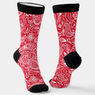 Weißes und rotes vintage-blumiges Paisleymuster Socken
