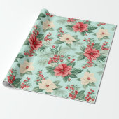 Weißes und rotes Weihnachtsgebäck - Blume auf Blue Geschenkpapier (Ungerollt)