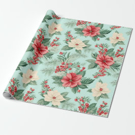 Weißes und rotes Weihnachtsgebäck - Blume auf Blue Geschenkpapier