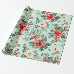 Weißes und rotes Weihnachtsgebäck - Blume auf Blue Geschenkpapier