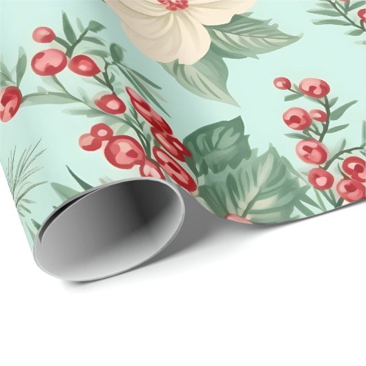 Weißes und rotes Weihnachtsgebäck - Blume auf Blue Geschenkpapier (Rolleneckpunkt)