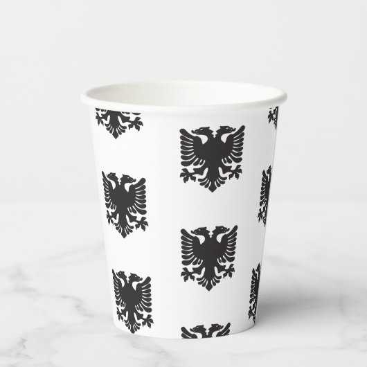 Weißes und Schwarzes Albanisches Adlerbuch Pappbecher (Rückseite)