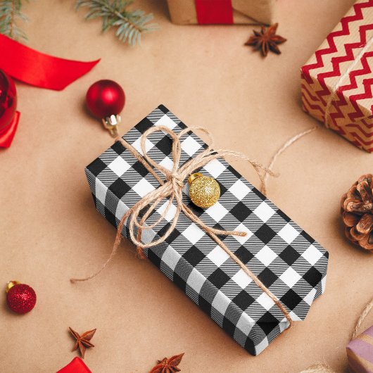 Weißes und schwarzes Büffelkaromuster Geschenkpapier