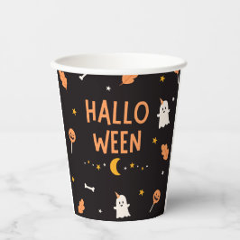Weißes und Schwarzes einfaches Halloween Pappbecher