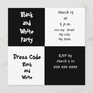 Weißes und schwarzes Party Einladung