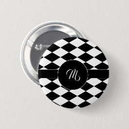 Weißes und schwarzes Rautenmuster Button