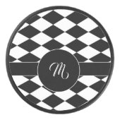 Weißes und schwarzes Rautenmuster Eishockey Puck (Vorderseite)