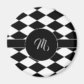 Weißes und schwarzes Rautenmuster Magnet (Vorne)