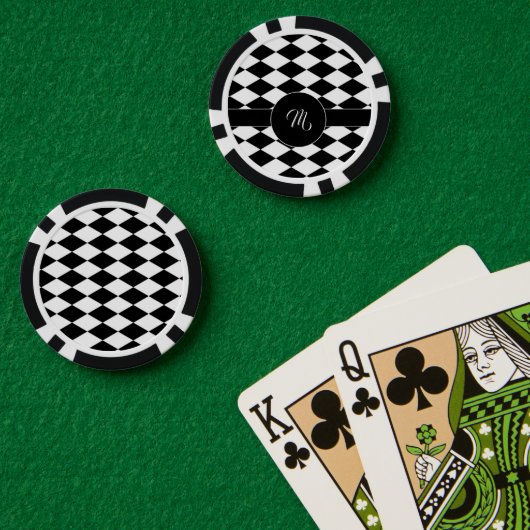 Weißes und schwarzes Rautenmuster Pokerchips (Pokertisch (doppelt))