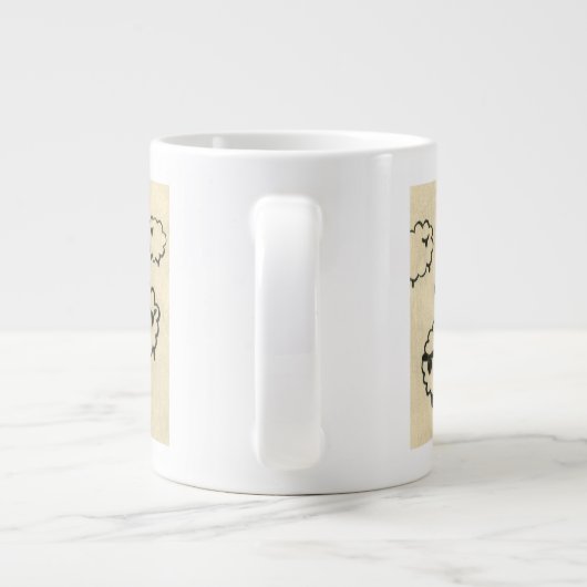 Weißes und schwarzes Schaf auf Creme Hintergrund Jumbo-Tasse (Rückseite)