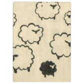 Weißes und schwarzes Schaf auf Creme Hintergrund Klemmbrett (Rückseite)