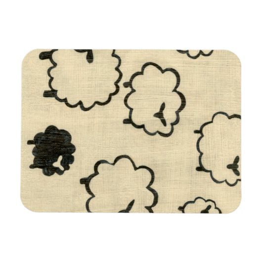 Weißes und schwarzes Schaf auf Creme Hintergrund Magnet (Horizontal)