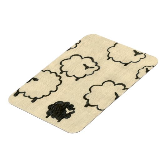 Weißes und schwarzes Schaf auf Creme Hintergrund Magnet (Linke Seite)