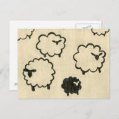 Weißes und schwarzes Schaf auf Creme Hintergrund Postkarte (Vorne/Hinten)