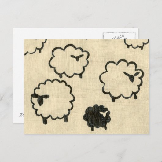 Weißes und schwarzes Schaf auf Creme Hintergrund Postkarte (Vorne/Hinten)