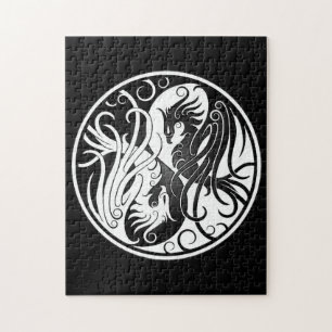 Weißes und schwarzes Yin Yang Phoenix Puzzle