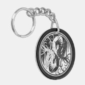 Weißes und schwarzes Yin Yang Phoenix Schlüsselanhänger (Vorderseite links)