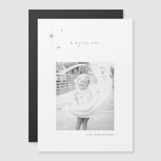 Weißes und silberes strahlendes Urlaubsmagnet Magneteinladung (Vorne/Hinten)