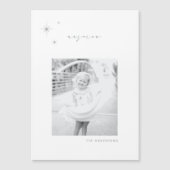 Weißes und silberes strahlendes Urlaubsmagnet Magneteinladung (Vorderseite)