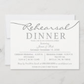 Weißes und silbernes Script-Probe-Dinner Einladung (Vorderseite)