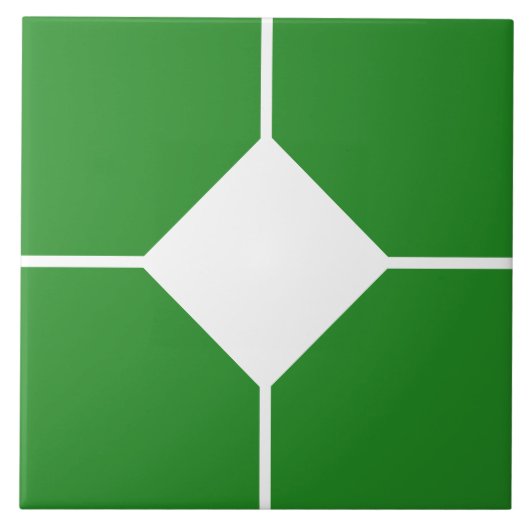 Weißes und waldgrünes Diamantkreuz Fliese (Vorderseite)