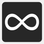 Weißes Unendlichkeitssymbol Quadratischer Aufkleber (Vorderseite)