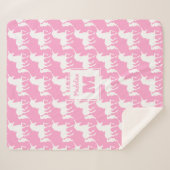 Weißes Unicorn-Silhouette-Muster-Rosa Sherpadecke (Vorderseite (Horizontal))