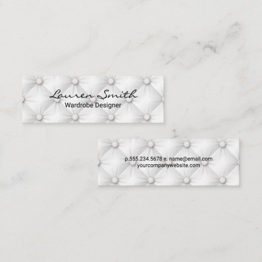 Weißes Upholstergewebe Mini Visitenkarte (Vorne/Hinten)