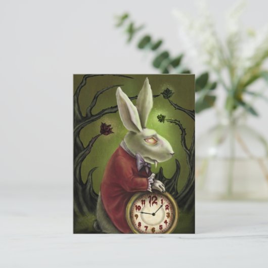 Weißes Vampirrabbit Postkarte (Stehend Vorderseite)