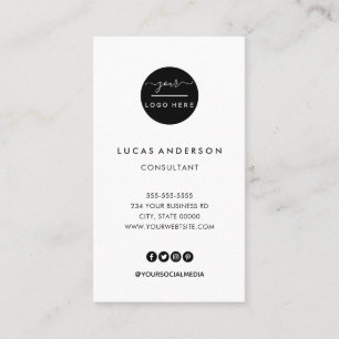 Weißes, vertikales Logo, moderner beruflicher Bus Visitenkarte