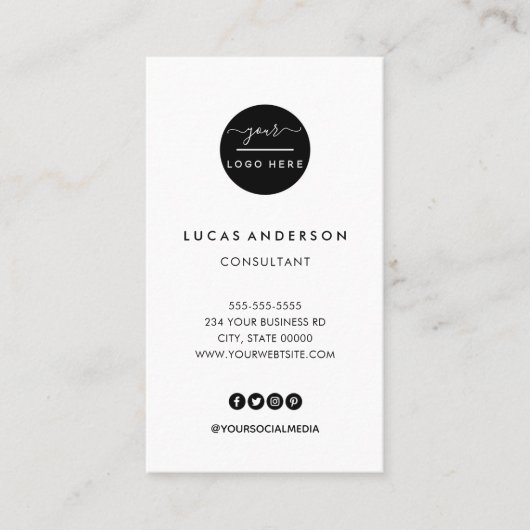 Weißes, vertikales Logo, moderner beruflicher Bus Visitenkarte (Vorderseite)