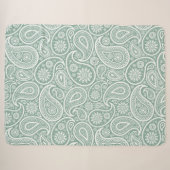 Weißes Vintage-Paisleymuster gedämpftes Grün Sherpadecke (Vorderseite (Horizontal))