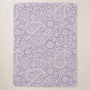 Weißes Vintage-Paisleymuster gedämpftes Lila Sherpadecke