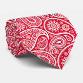 Weißes Vintage-Paisleymuster Rot Krawatte (Gerollt)