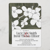 Weißes Vintages Dogwood auf Holzhochzeit Einladung (Vorne/Hinten)