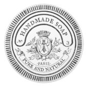 Weißes Vintages, handGezeichnet Seifenbad Keramikknauf (Vorderseite)