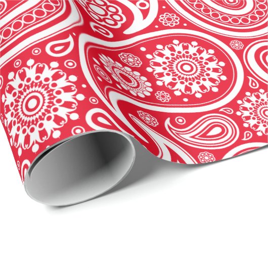Weißes, Vintages Paisley-Muster Geschenkpapier (Rolleneckpunkt)