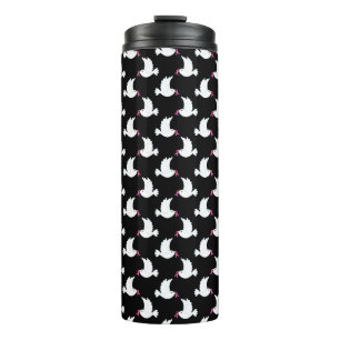 Weißes Vogel-Brustkrebs-Bewusstseinsmuster Thermosbecher