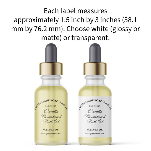 Weißes, wasserdichtes Tropfenflaschen Etikett 1,5"