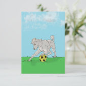 Weißes Wasserfarben-Poodle mit Fußball-Ball-Karte Dankeskarte (Stehend Vorderseite)